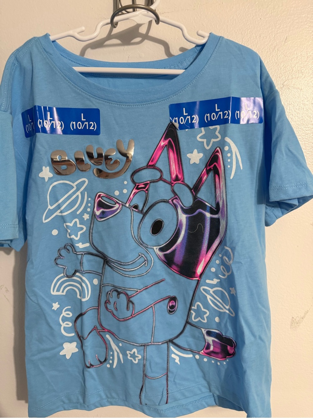 Girls' Bluey Cartoon Graphic Tee with Shiny Accents